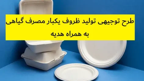 طرح توجیهی تولید ظروف یکبار مصرف گیاهی